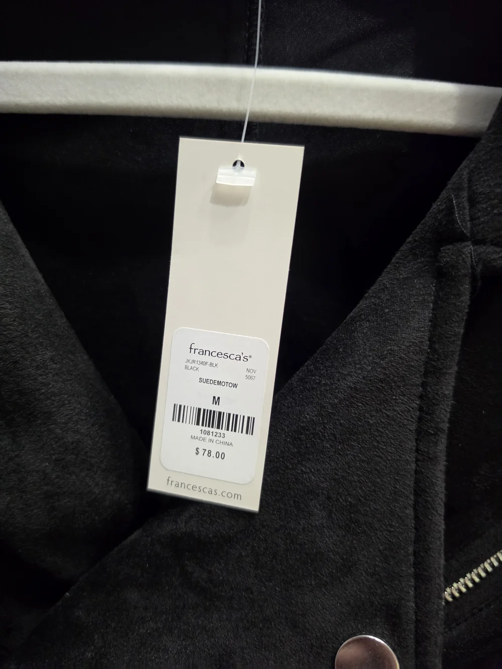 Francesca's Collections Stoosh Black Suede Cropped Moto Jacket NWT - Picture 5 of 6